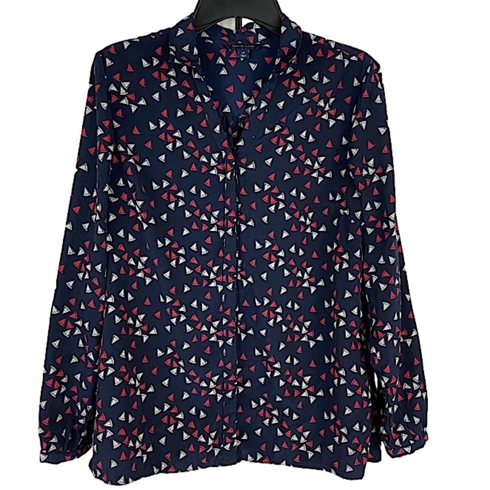 Tommy Hilfiger Red White & Blue Nautical Sailboat Top Women’s Size Large